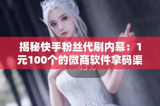 揭秘快手粉丝代刷内幕：1元100个的微商软件拿码渠道