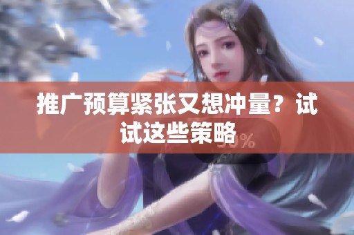 推广预算紧张又想冲量？试试这些策略