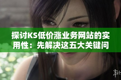 探讨KS低价涨业务网站的实用性:先解决这五大关键问题 探讨KS低价涨业务网站的实用性:先解决这五大关键问题