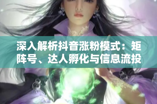 深入解析抖音涨粉模式:矩阵号、达人孵化与信息流投放的优劣对比 深入解析抖音涨粉模式:矩阵号、达人孵化与信息流投放的优劣对比