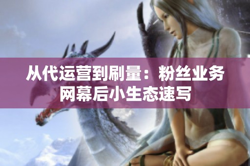 从代运营到刷量:粉丝业务网幕后小生态速写 从代运营到刷量:粉丝业务网幕后小生态速写