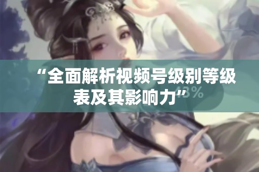 “全面解析视频号级别等级表及其影响力”